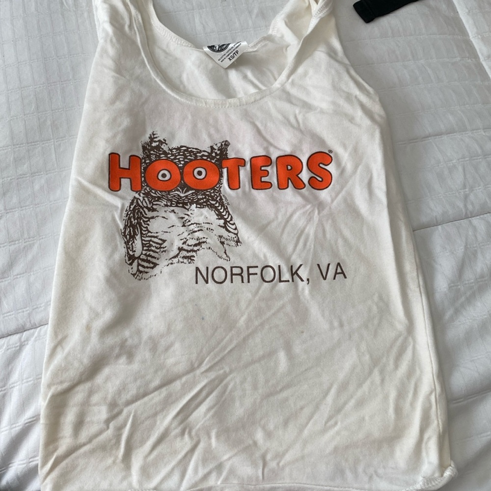 White Hooters Girl Uniform Shirt. XS Norfolk,VA
